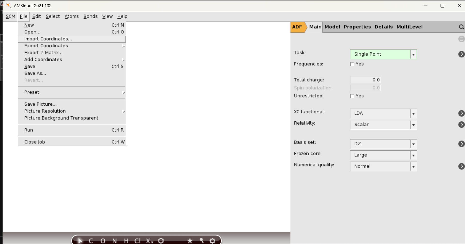 Importing coordinates from xyz